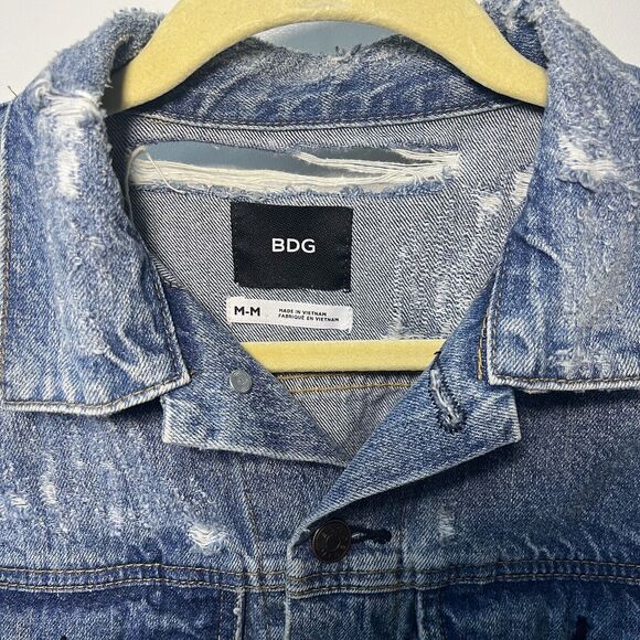 BDG Urban Outfitters Jean Jacket Distressed Cropped Grunge 90’s Women’s Medium - Picture 3 of 11